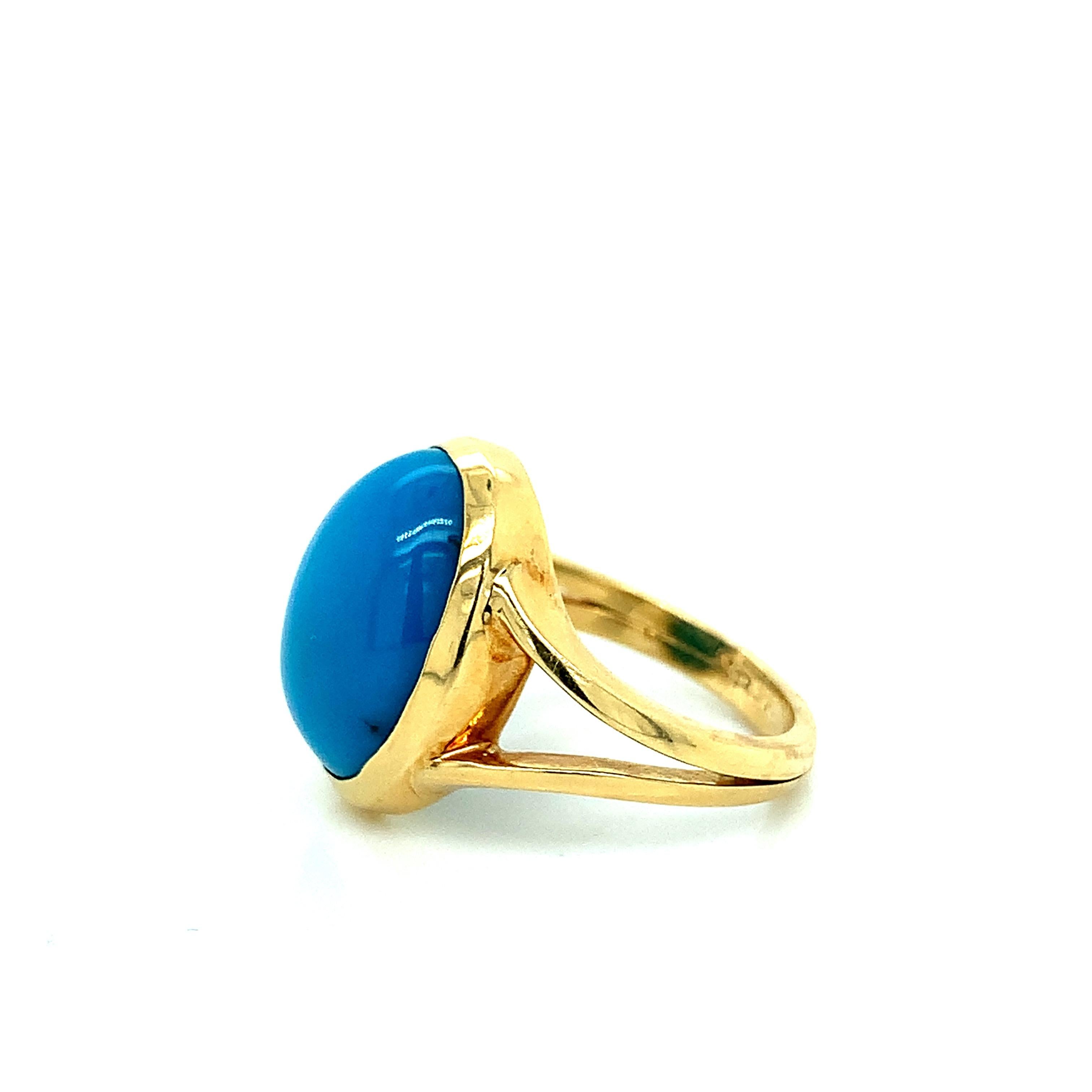 Turquoise Yellow Gold Ring  For Sale 2