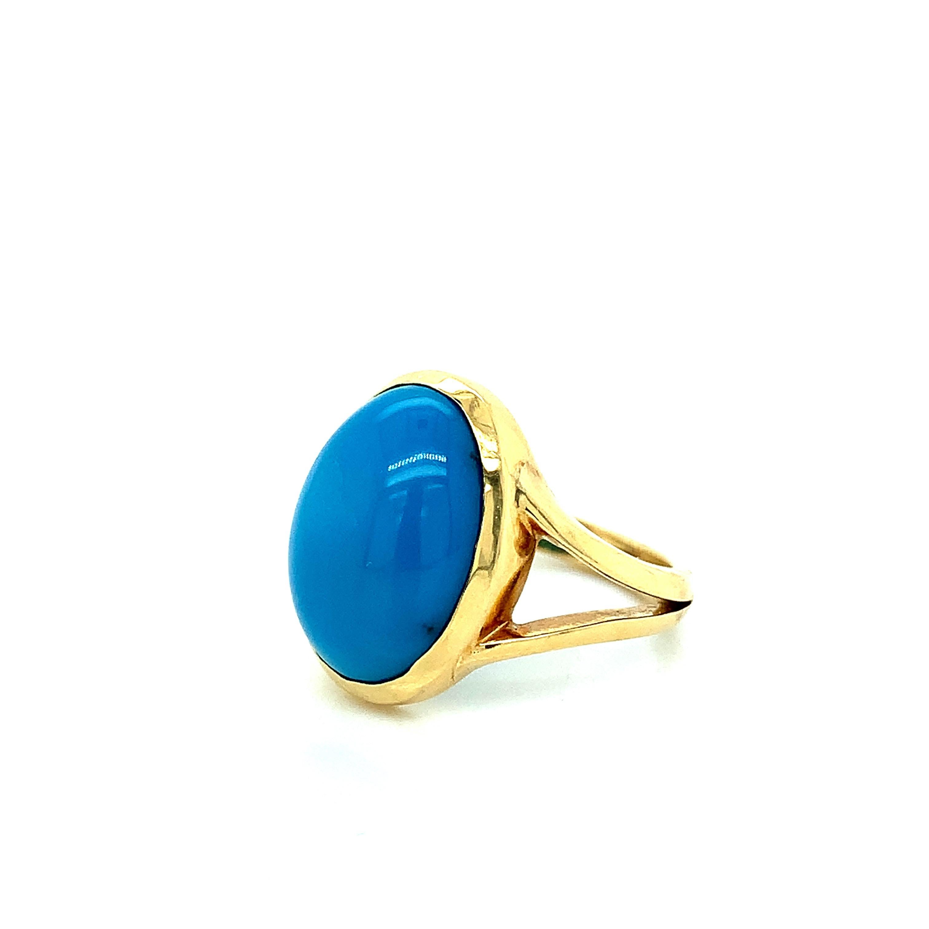 Turquoise Yellow Gold Ring  For Sale 3