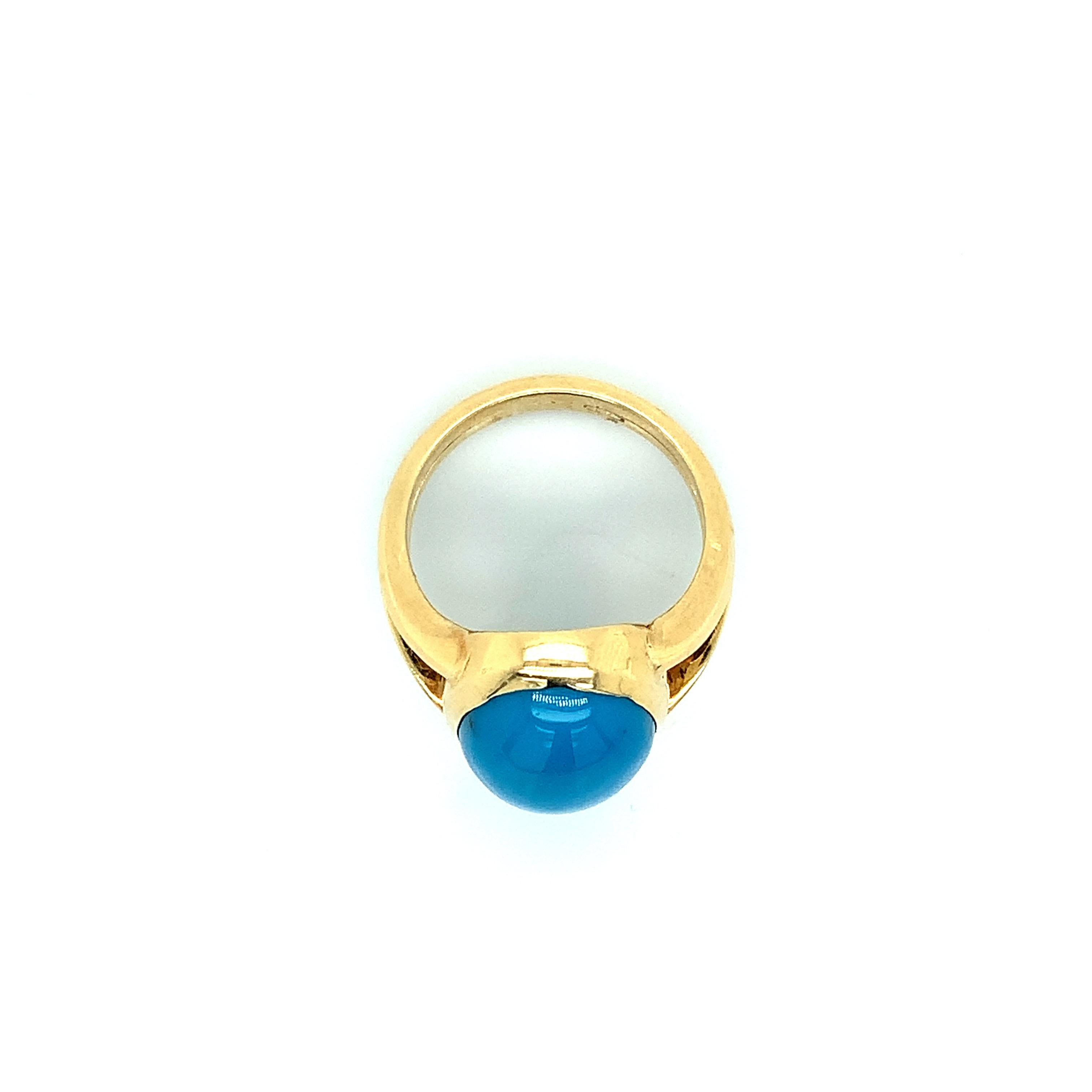 Turquoise Yellow Gold Ring  For Sale 4