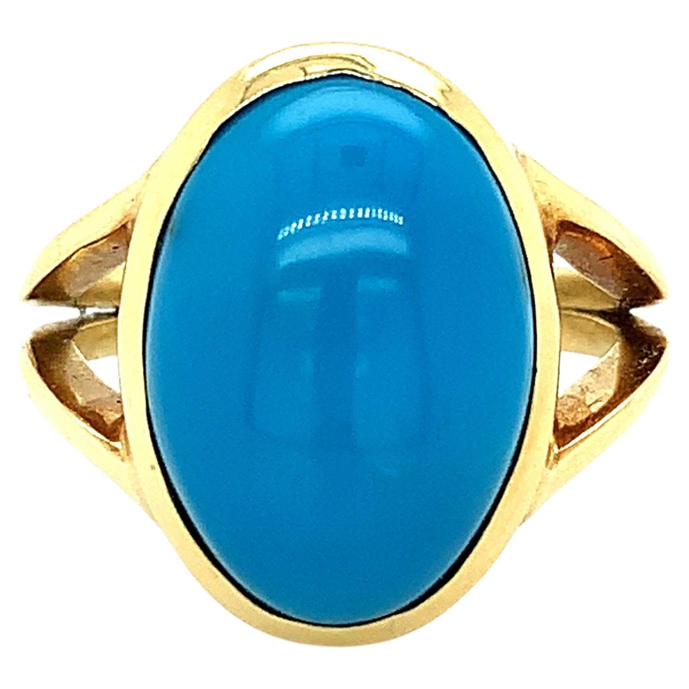Turquoise Yellow Gold Ring  For Sale
