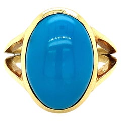 Vintage Turquoise Yellow Gold Ring 
