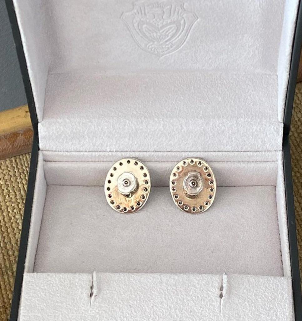 Women's or Men's Turquoises and Diamonds Earrings Mounted on White Gold