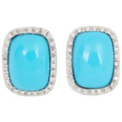 Turquoises Diamonds 18 Carat White Gold Earrings