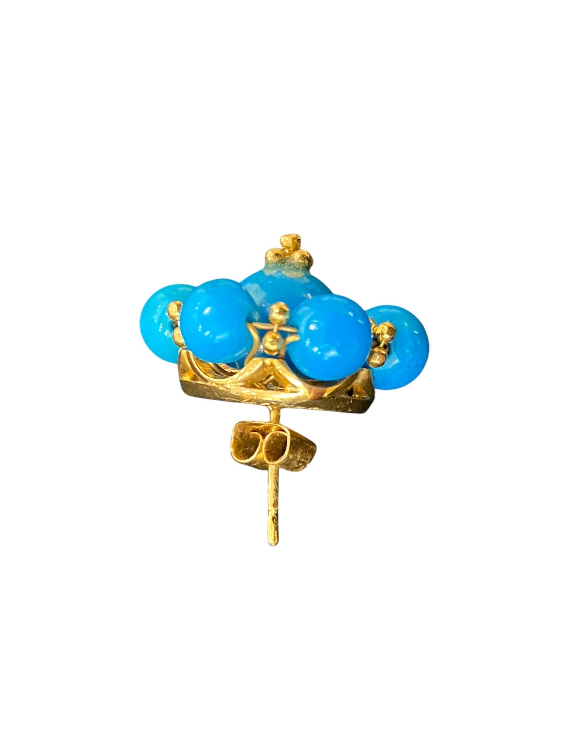 Turquoises Gold Earrings In Good Condition For Sale In Lisboa, PT