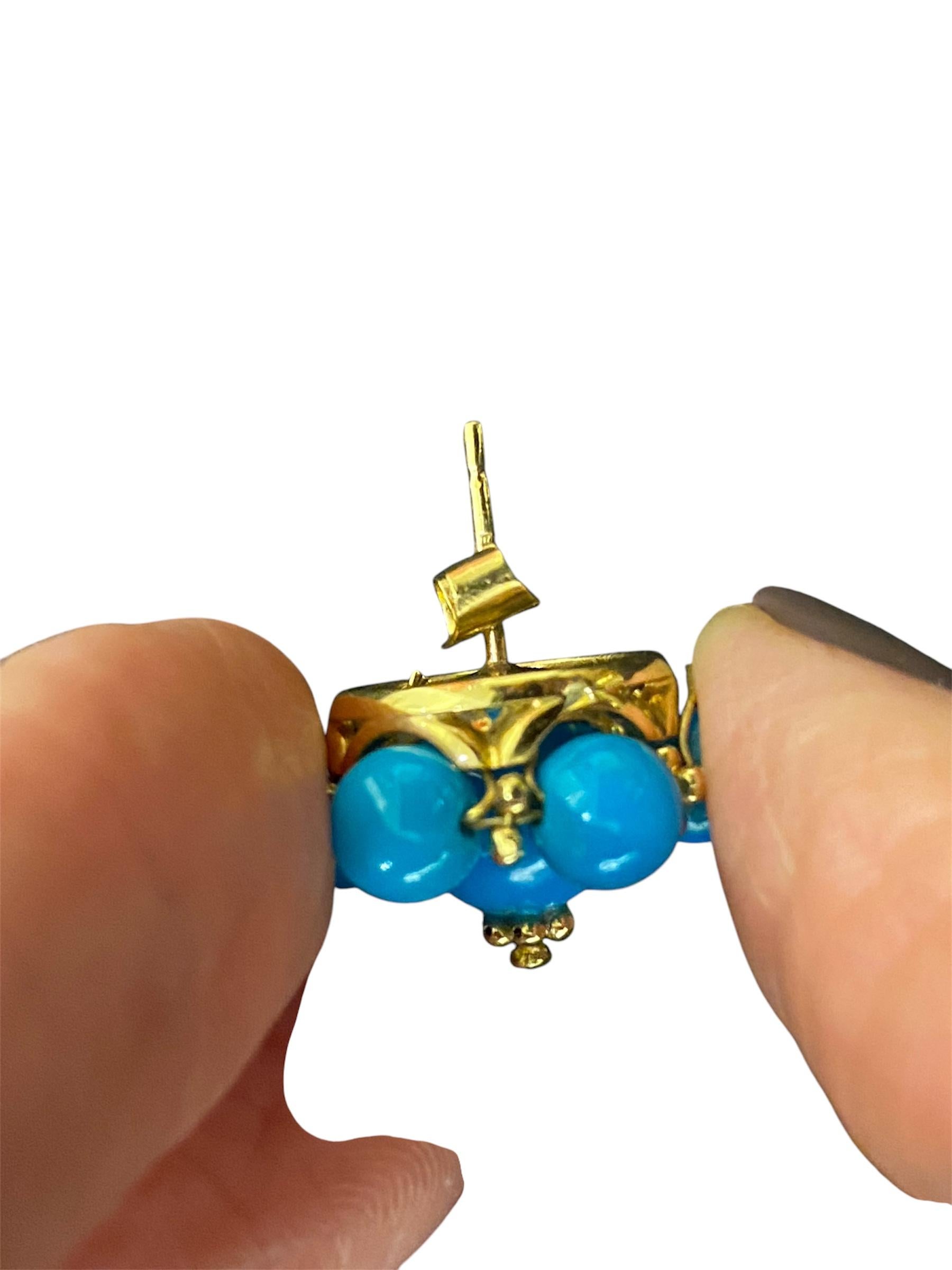 Turquoises Gold Earrings For Sale 1