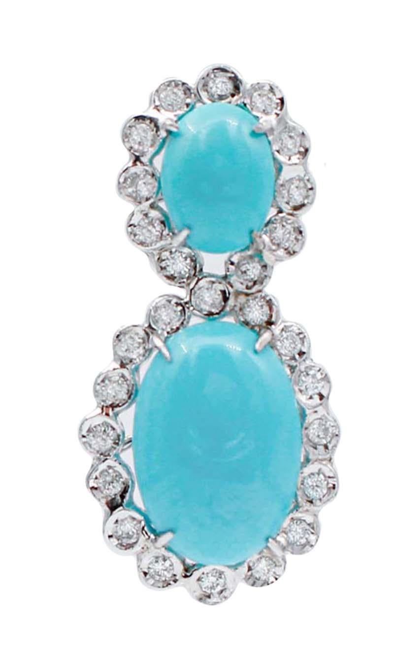 SHIPPING POLICY: 
No additional costs will be added to this order.
Shipping costs will be totally covered by the seller (customs duties included). 

Fantastic retrò earrings in platinum structure mounted with oval turquoises surrounded by