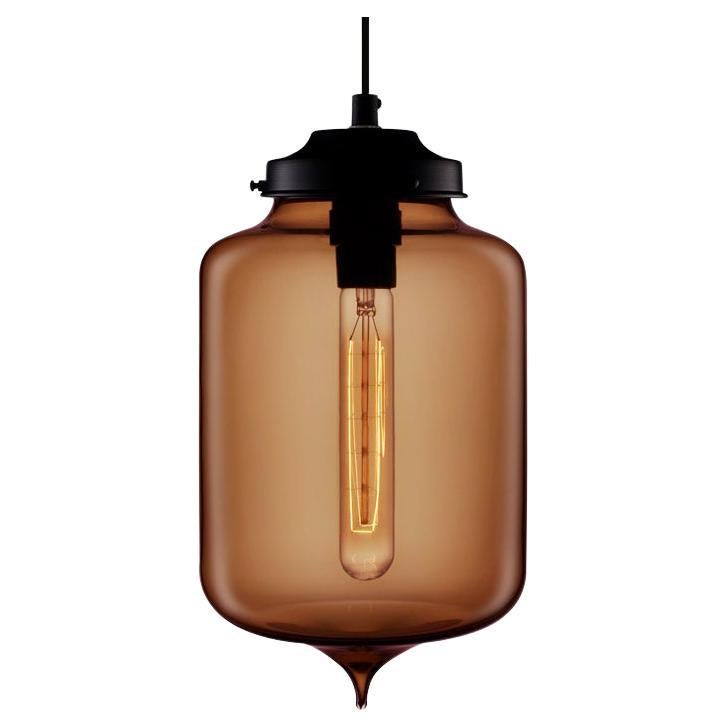 Turret Chocolate Handblown Modern Glass Pendant Light, Made in the USA For Sale