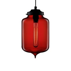 Turret Crimson Handblown Modern Glass Pendant Light, Made in the USA