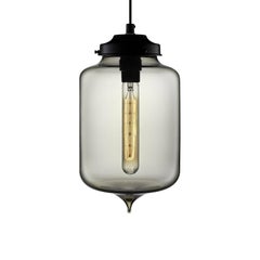 Turret Crystal Handblown Modern Glass Pendant Light, Made in the USA