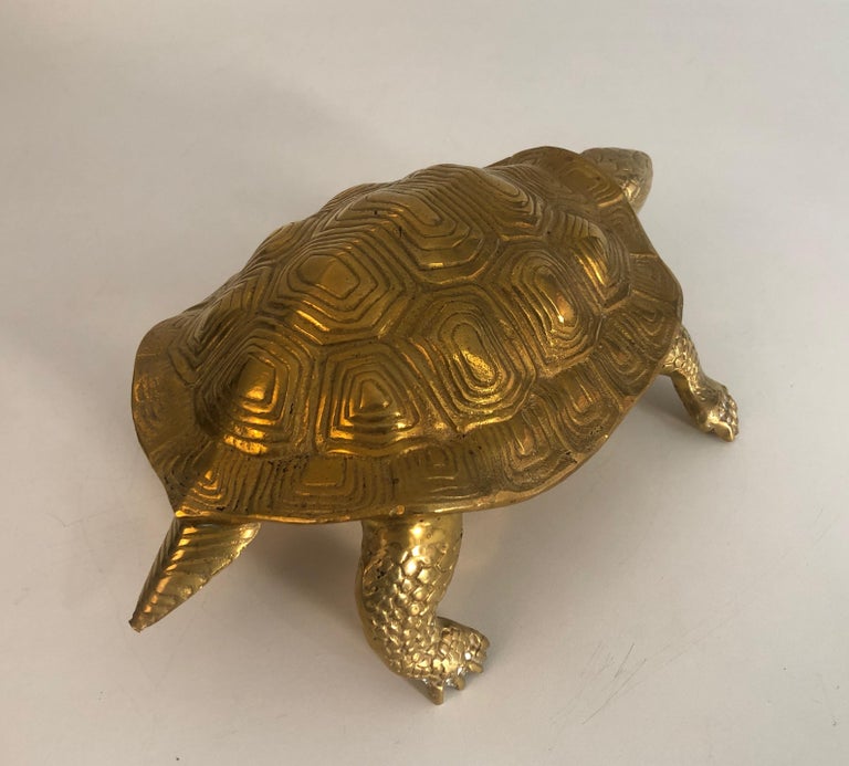Turtle Brass Sculpture, French, Circa 1970 For Sale at 1stDibs