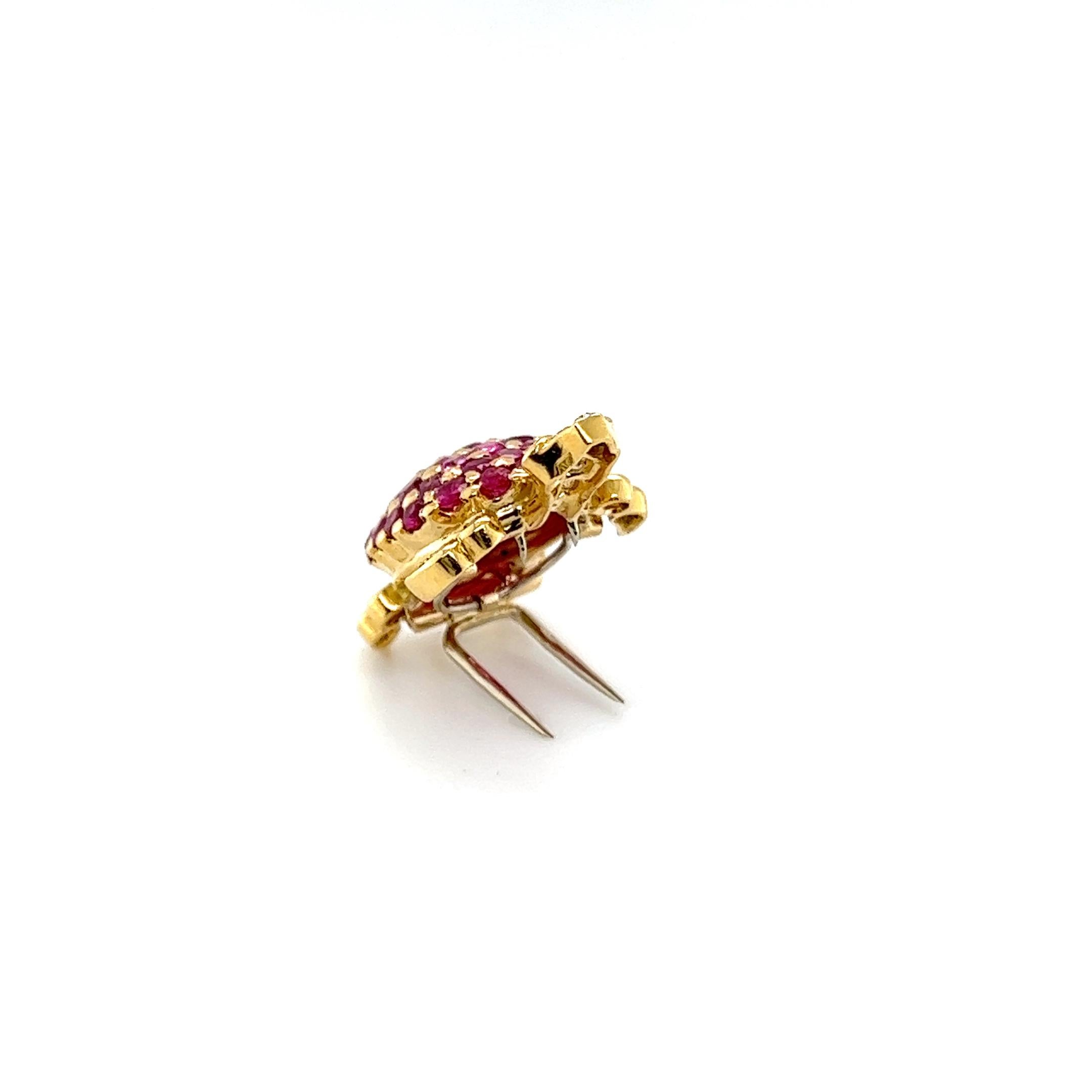 Turtle Brooch with Rubies & Diamonds in 18 Karat Yellow Gold For Sale 10