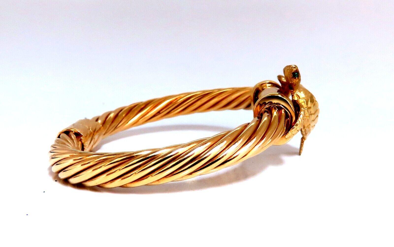 Women's or Men's Turtle Candy Cane Twist Bangle 14kt For Sale