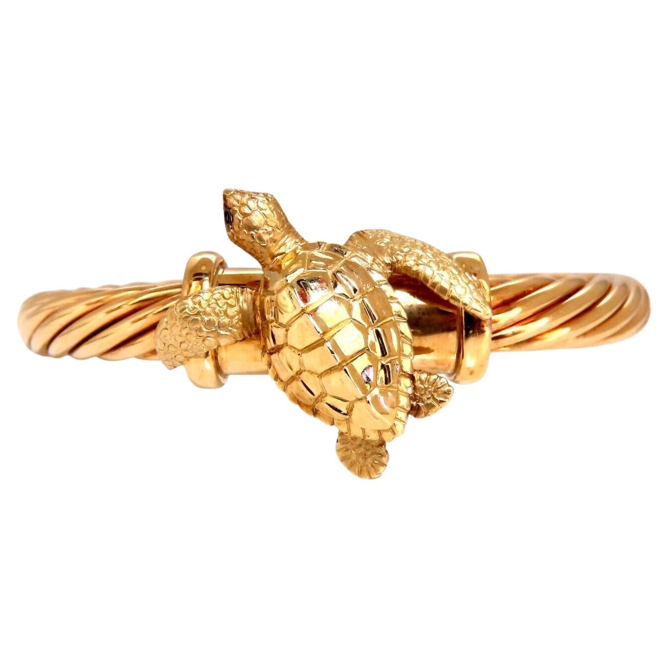 Turtle Candy Cane Twist Bangle 14kt For Sale