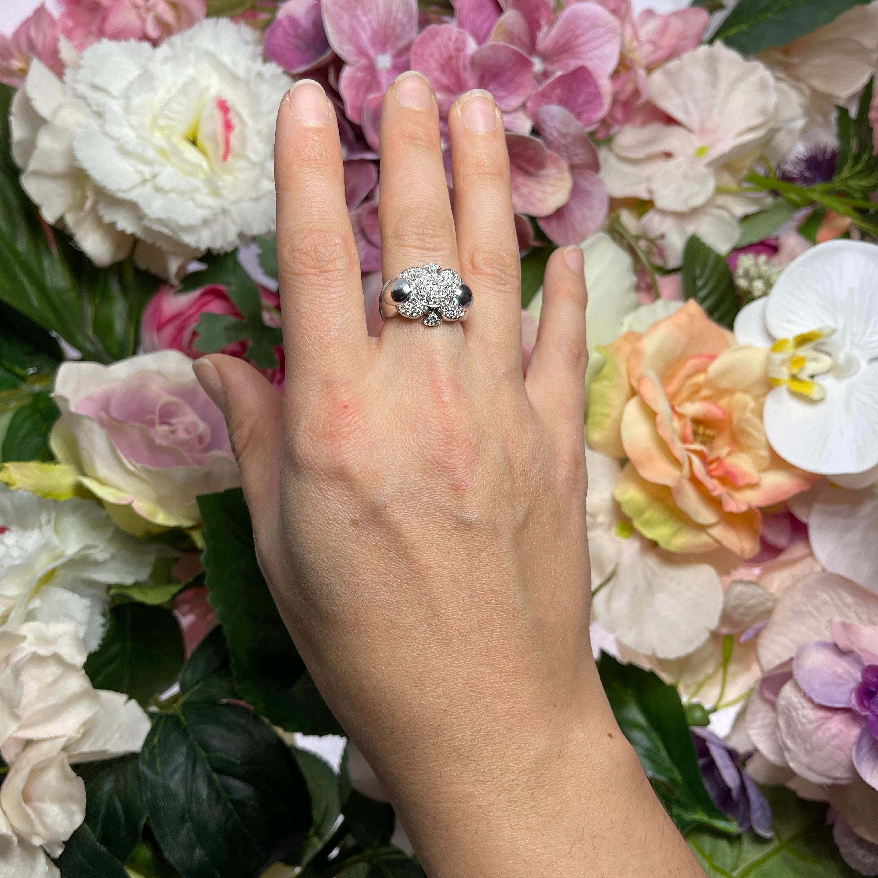 Turtle Collection Ring in Rhodium-Plated Gold with Pave Diamonds For Sale 1