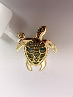 Turtle Diamond pendant necklace with enamel 18KT solid gold