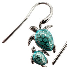 Turtle earrings baby and mother earrings silver 925 stamped Valentines GIFT