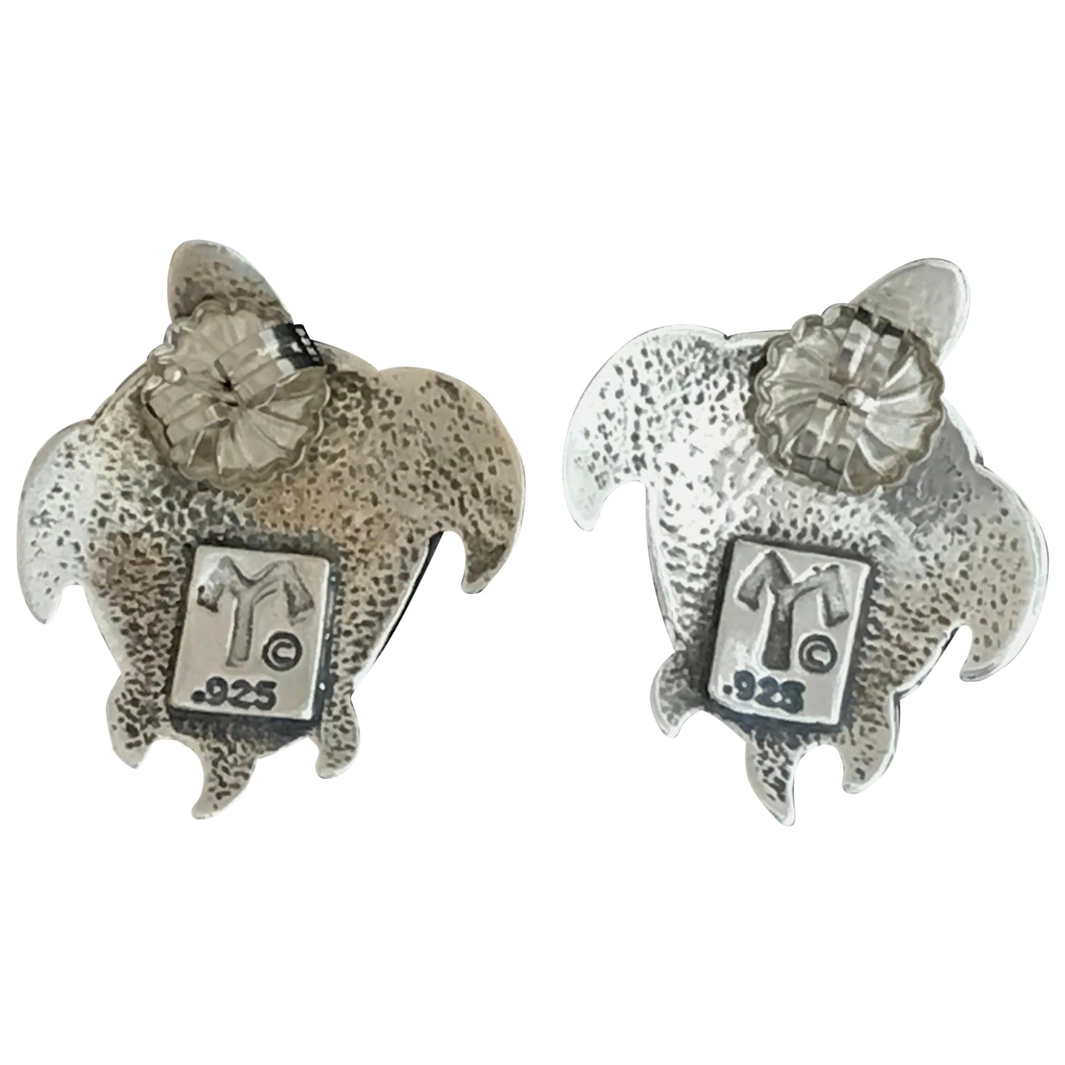 Turtle earrings, Melanie Yazzie cast silver post earrings Turtles contemporary 

Sterling Silver casting  Melanie A. Yazzie (Navajo-Diné) is a highly regarded multimedia artist known for her printmaking, paintings, sculpture, and jewelry designs.