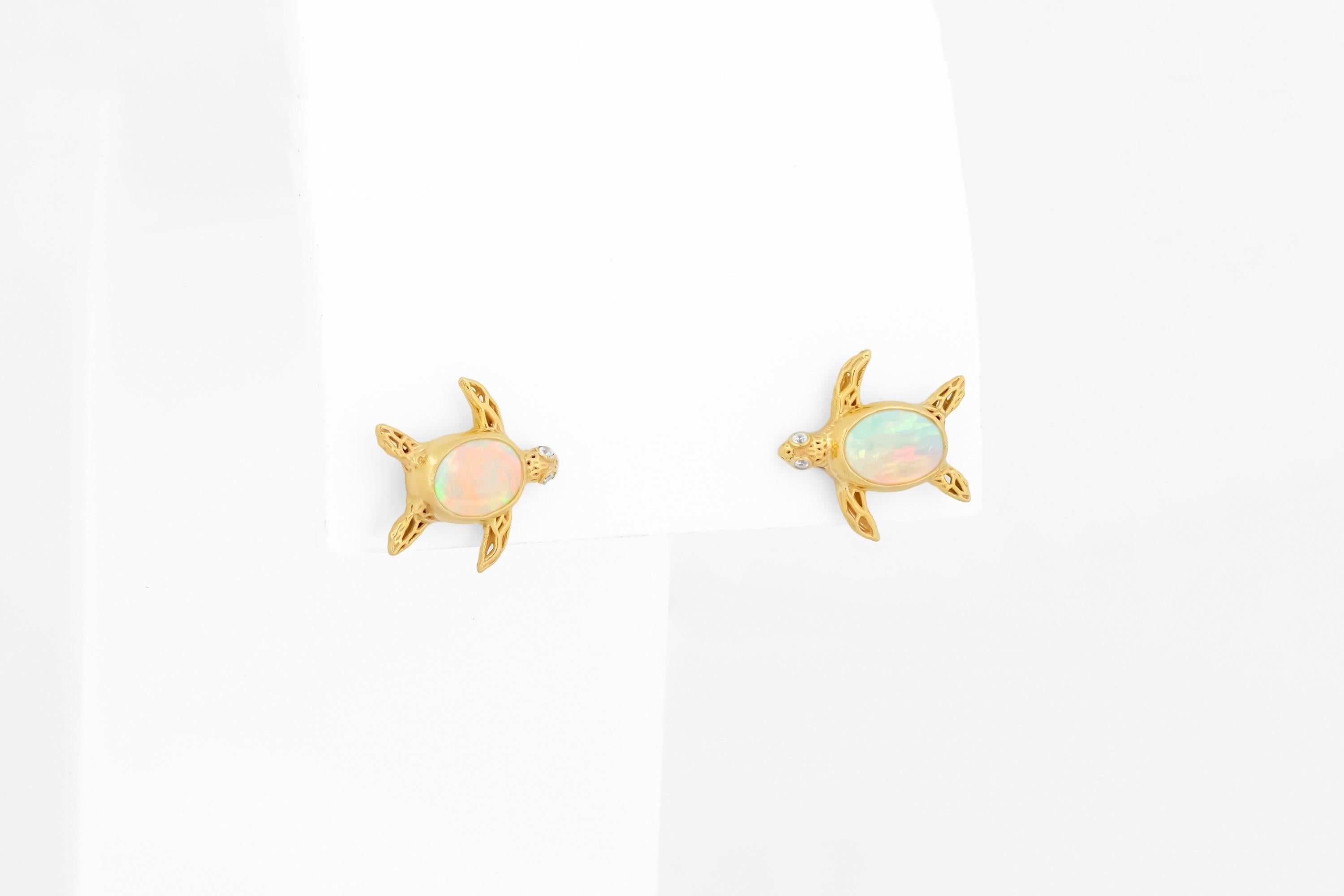 Orecchini tartaruga con opali in oro 14k In condizioni Nuovo in vendita a Istanbul, TR