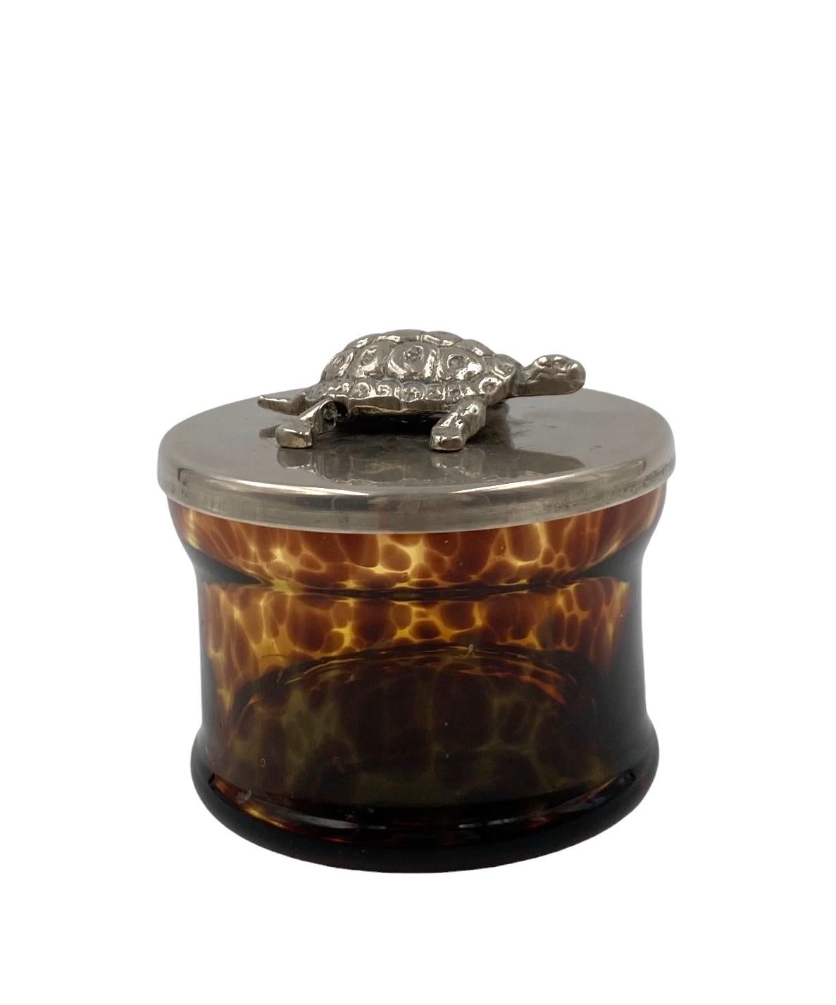 Plaqué argent Turtle glass Box, France 1970s en vente