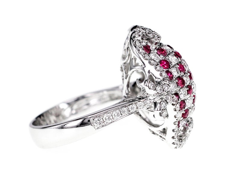 'Turtle' Inspired Vivid Red Ruby and White Diamond Ring For Sale at ...