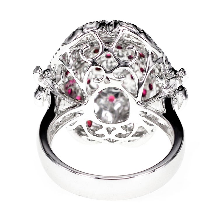 'Turtle' Inspired Vivid Red Ruby and White Diamond Ring For Sale at ...