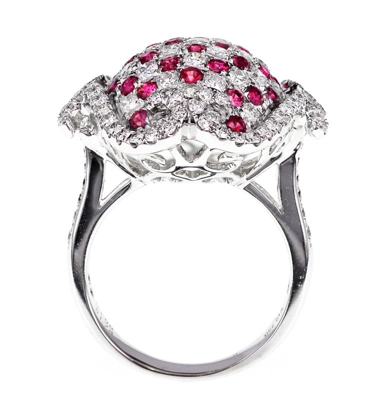 'Turtle' Inspired Vivid Red Ruby and White Diamond Ring For Sale at ...