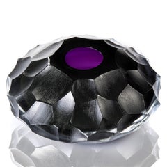Turtle Jewel, a faceted cut purple glass centrepiece / vase by  Lena Bergström