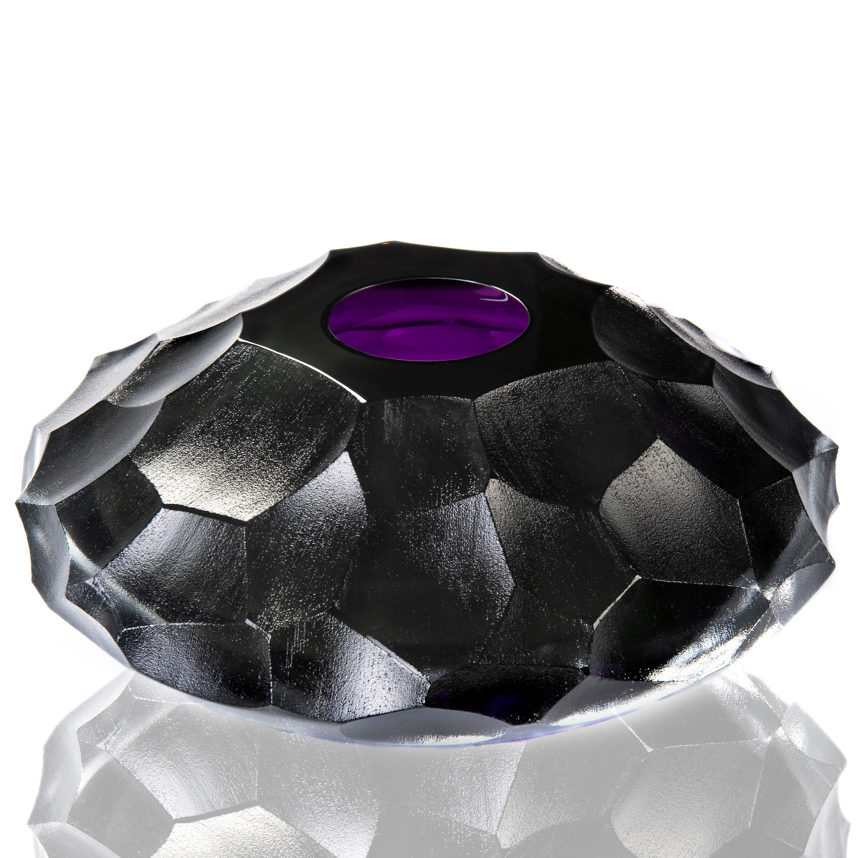 Organic Modern  Turtle Jewel, a faceted cut purple glass centrepiece / vase by  Lena Bergström For Sale