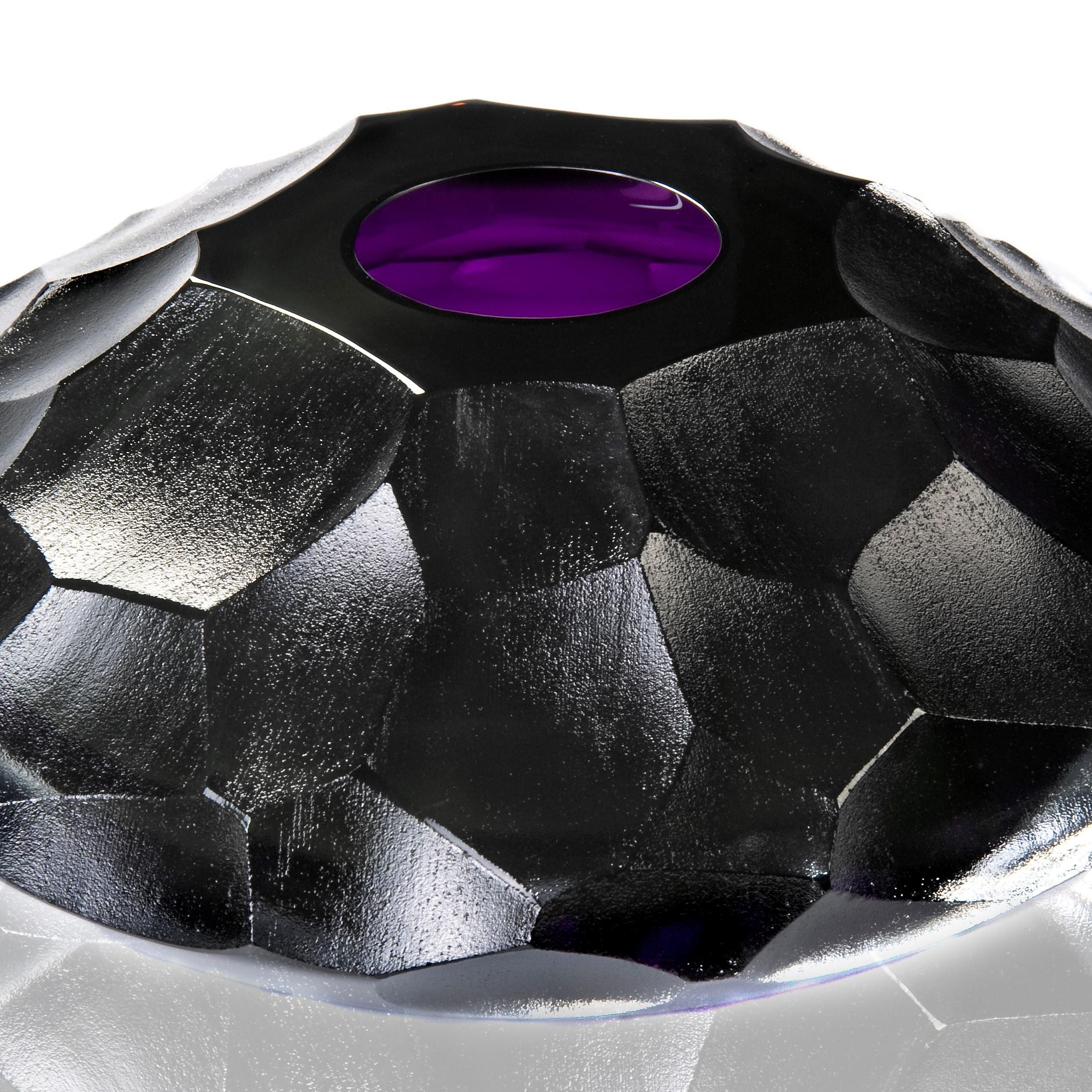 Swedish  Turtle Jewel, a faceted cut purple glass centrepiece / vase by  Lena Bergström For Sale