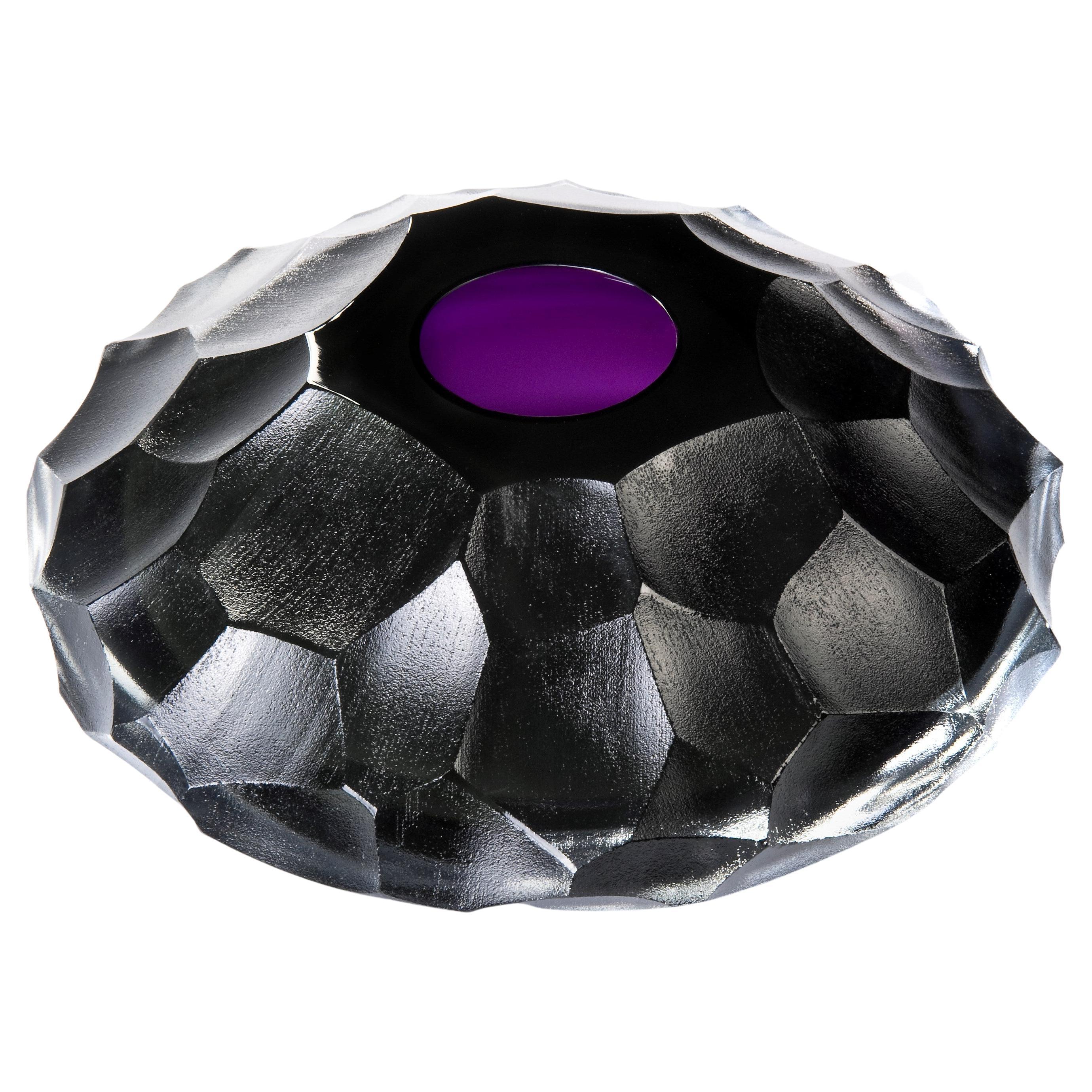  Turtle Jewel, a faceted cut purple glass centrepiece / vase by  Lena Bergström For Sale