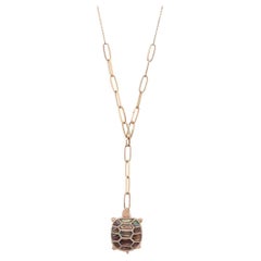Schildkrötenleuchte-Halskette mit Anhänger, Gold/ Tsavorit/Weißer Diamant