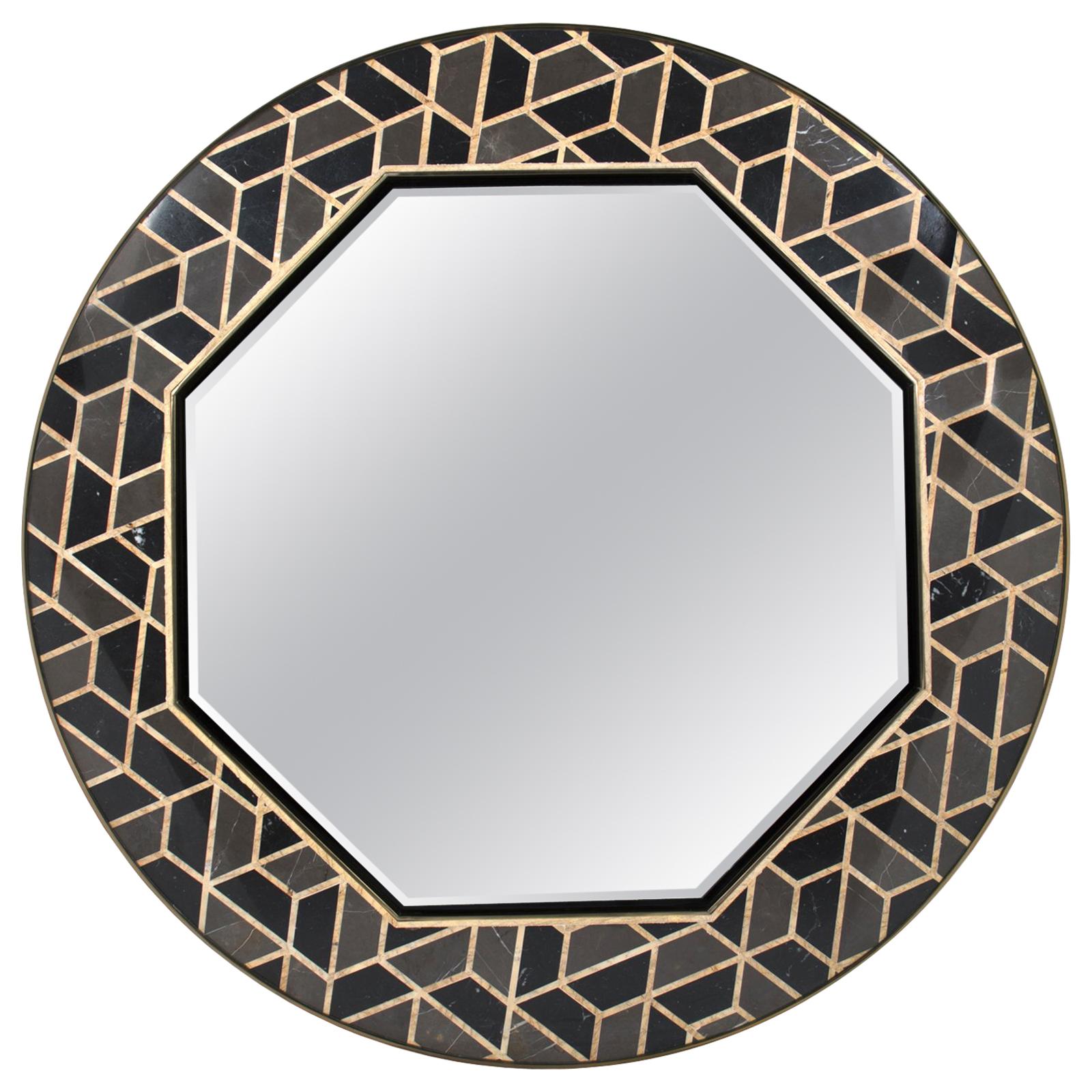 Turtle Mirror with Marble and Solid Wood