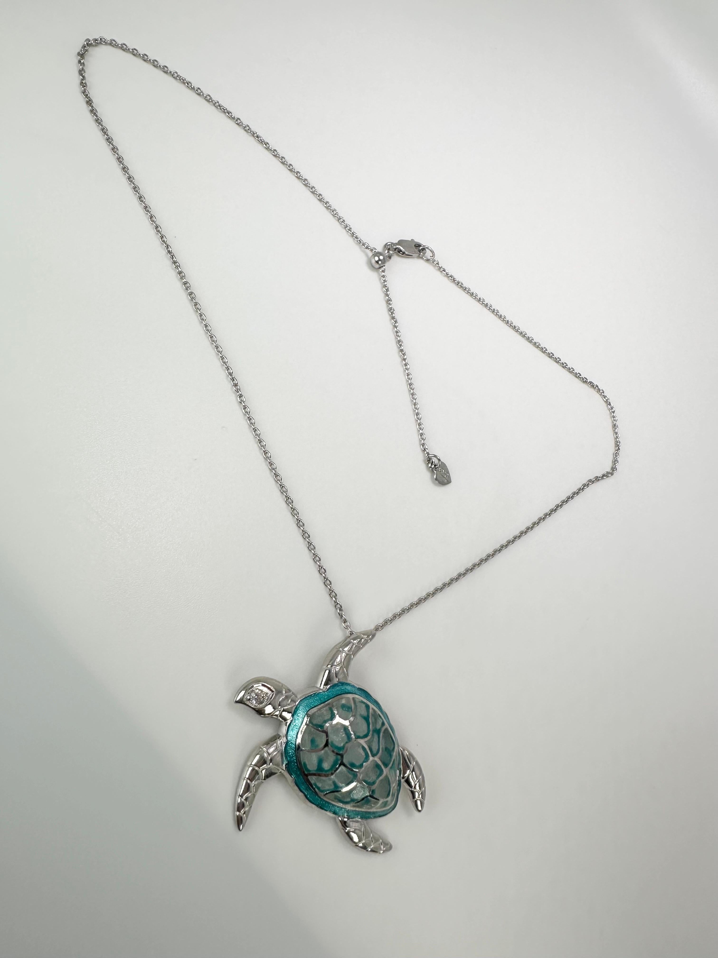 Turtle pendant necklace sea pendant necklace silver 925 In New Condition For Sale In Jupiter, FL
