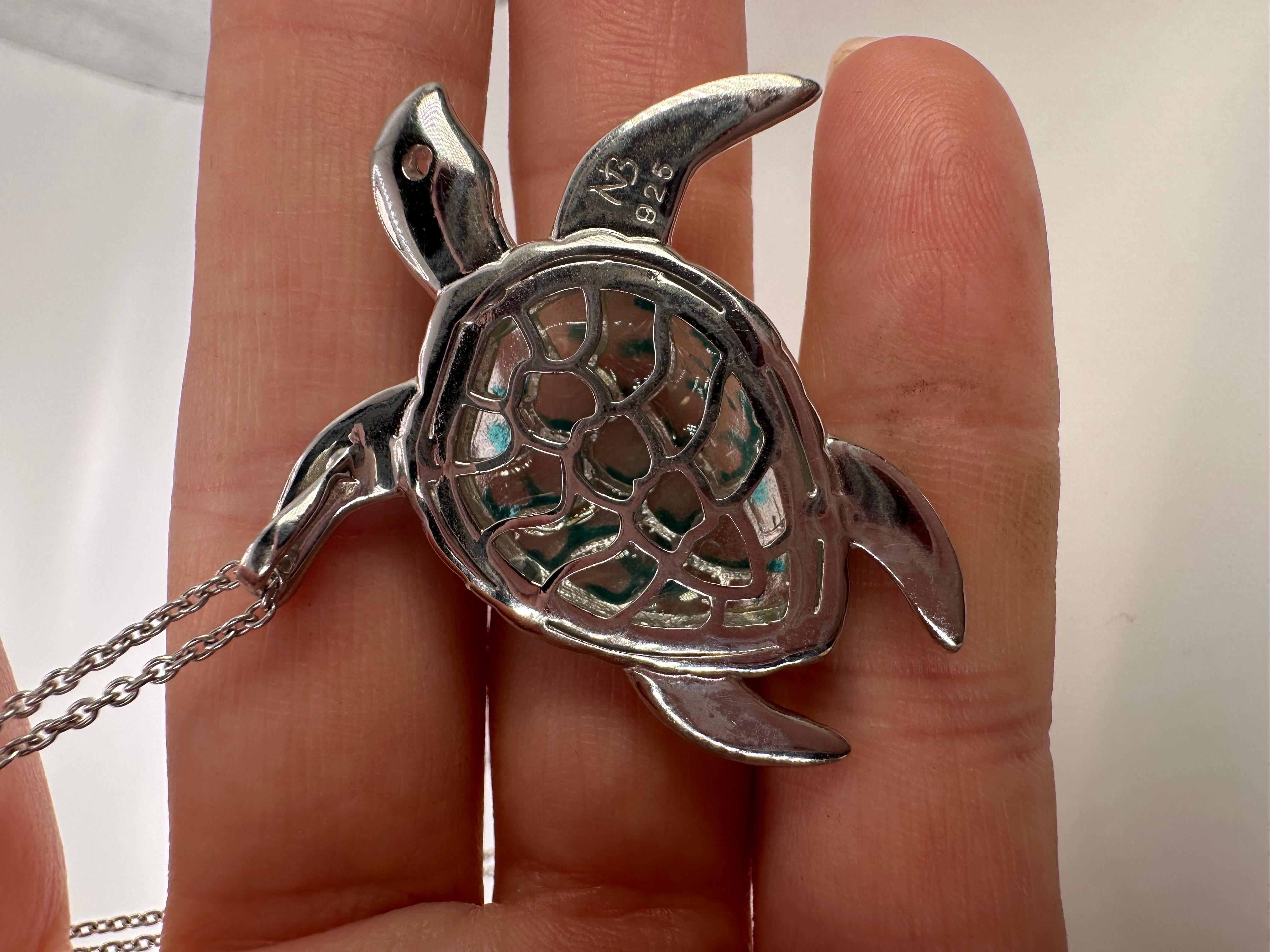Turtle pendant necklace sea pendant necklace silver 925 For Sale 1