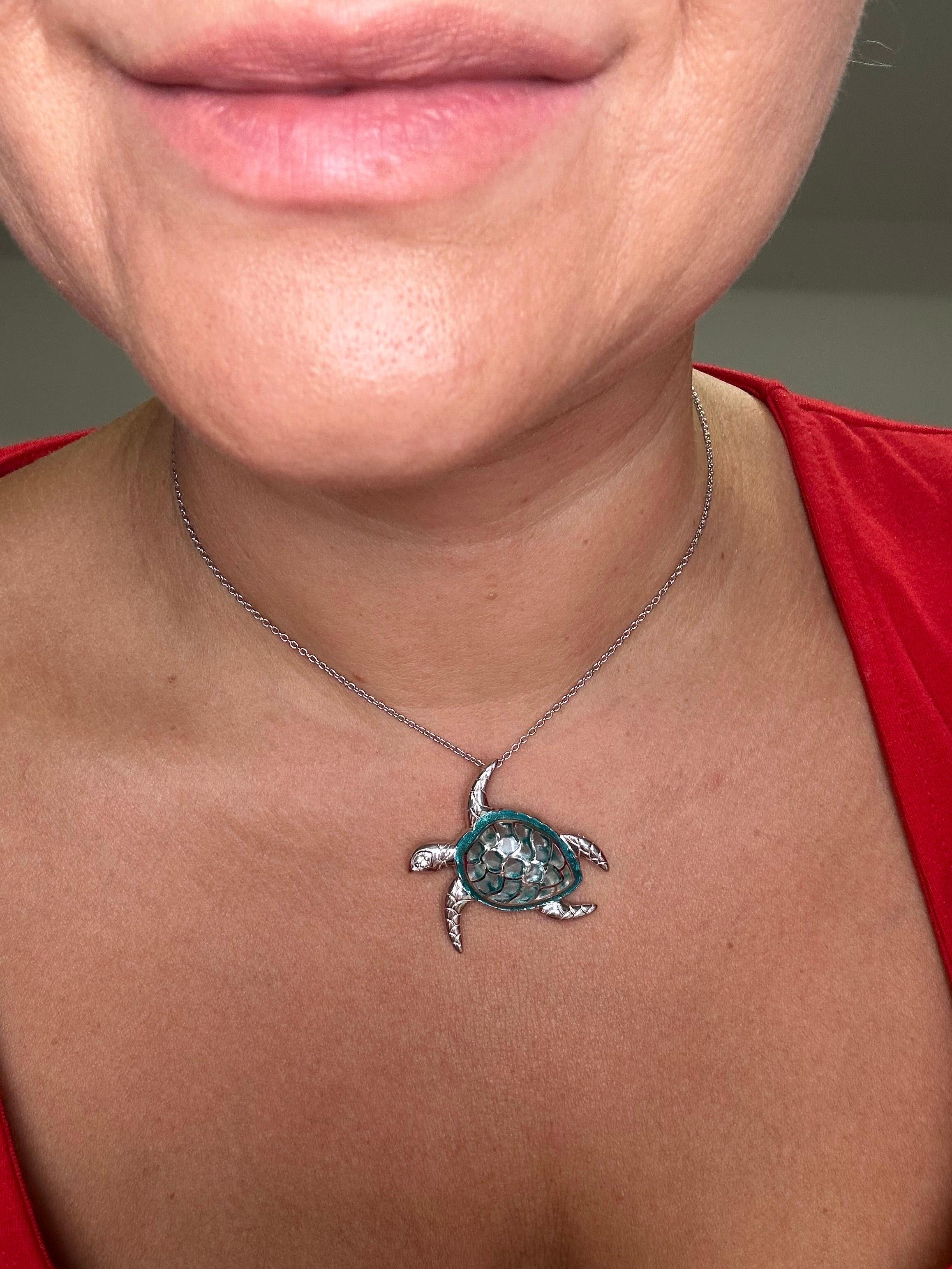 Turtle pendant necklace sea pendant necklace silver 925 For Sale 2