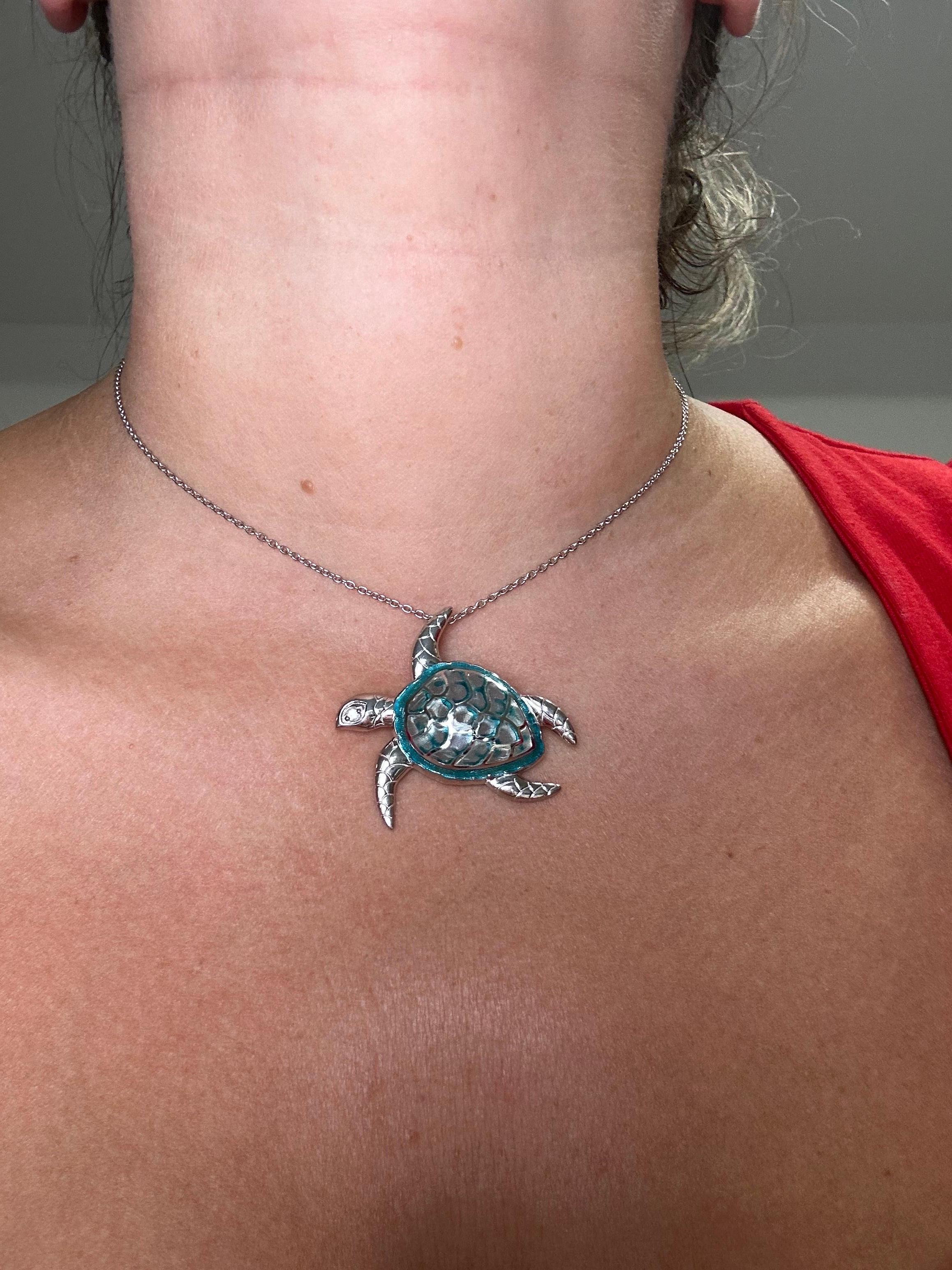 Turtle pendant necklace sea pendant necklace silver 925 For Sale 3