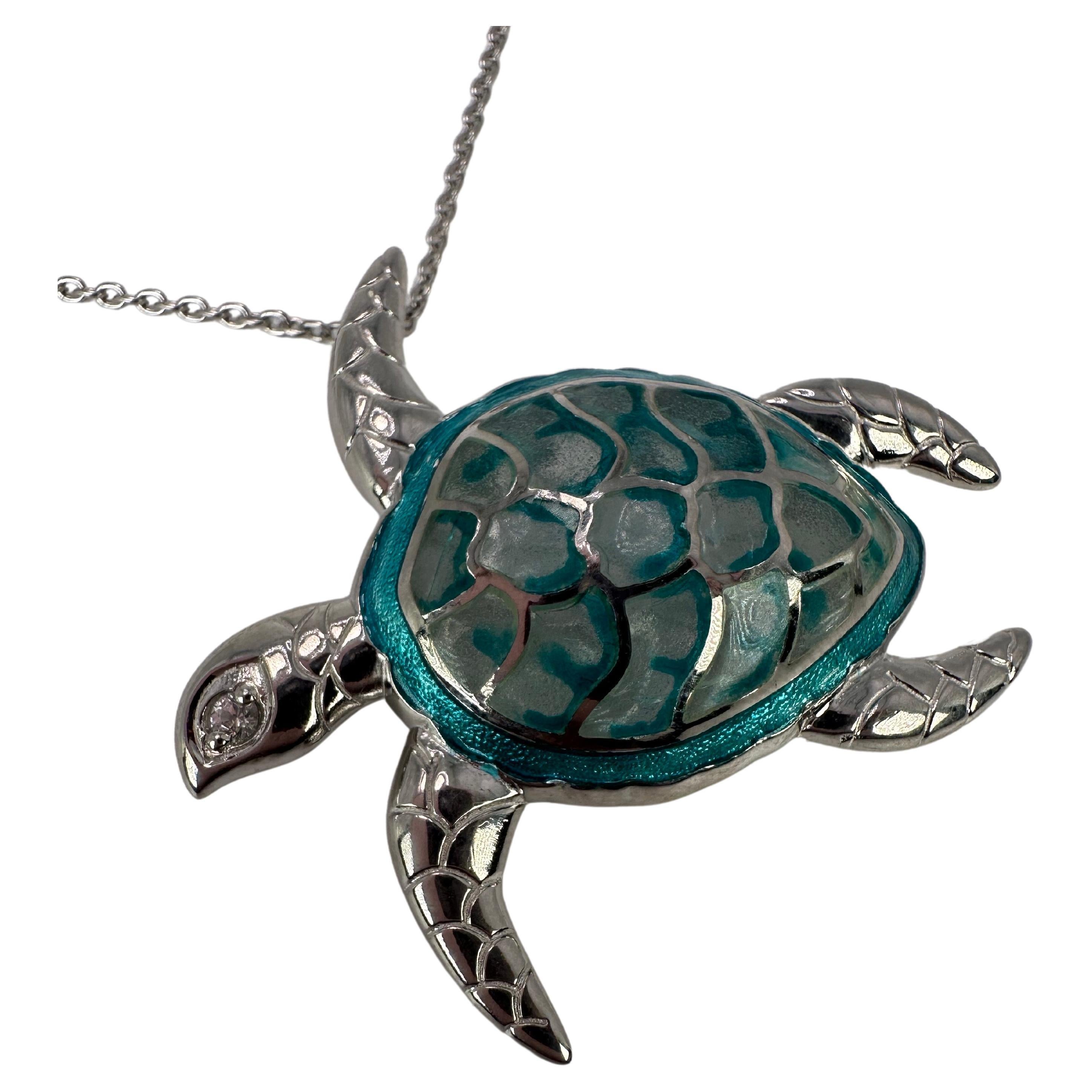 Turtle pendant necklace sea pendant necklace silver 925