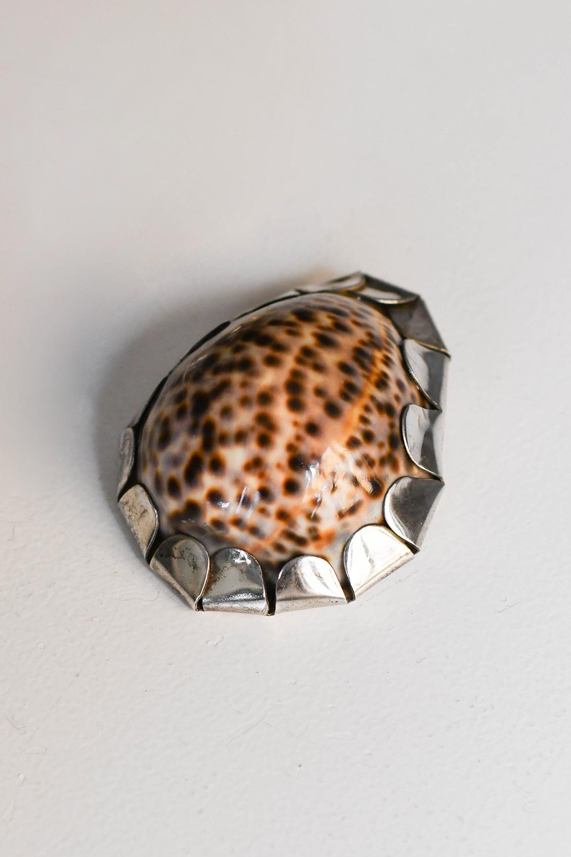 Taschentuch „Turtle“ von Gabriella Crespi aus silbernem Metall und Muschel im Angebot 3