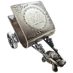 Turtle Pulling Cart Victorian Figural Napkin Ring, Rare, American, circa 1885