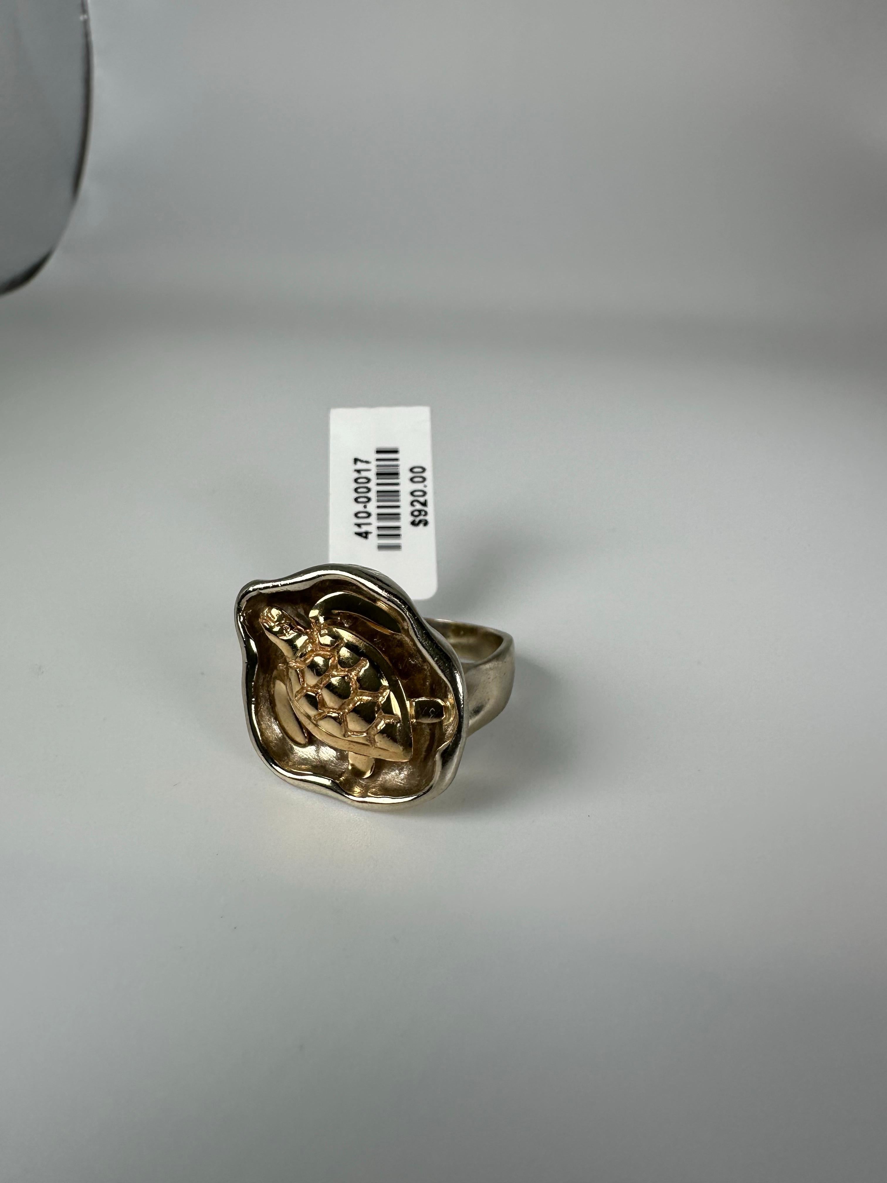 Anello tartaruga in oro 14KT SS misura 6 Anello tartaruga fatto a mano in vendita 1