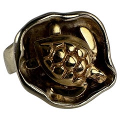 Anello tartaruga in oro 14KT SS misura 6 Anello tartaruga fatto a mano