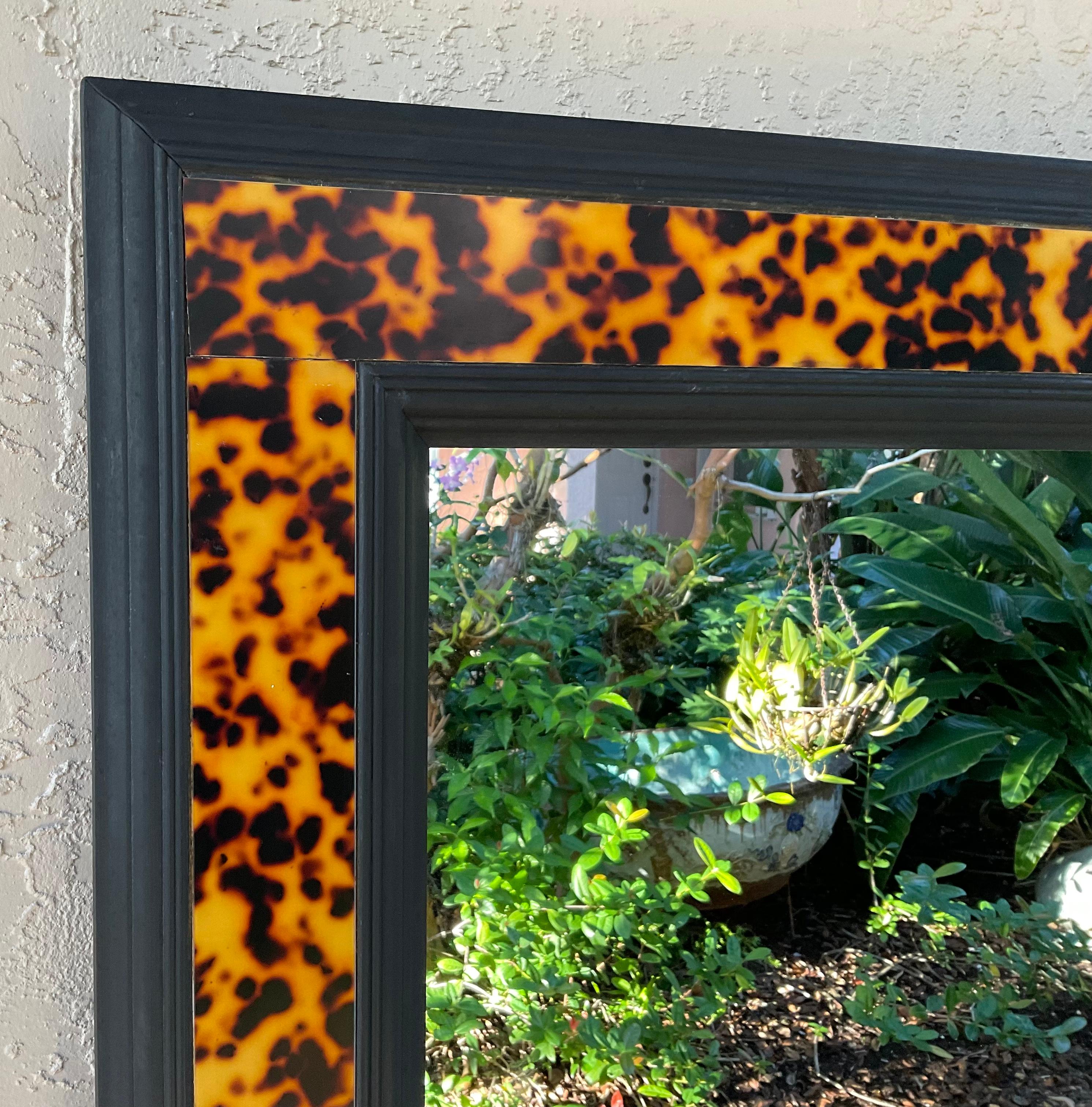 Turtle Shell Lucite Faux Framed Turtle Mirror In Good Condition For Sale In Delray Beach, FL