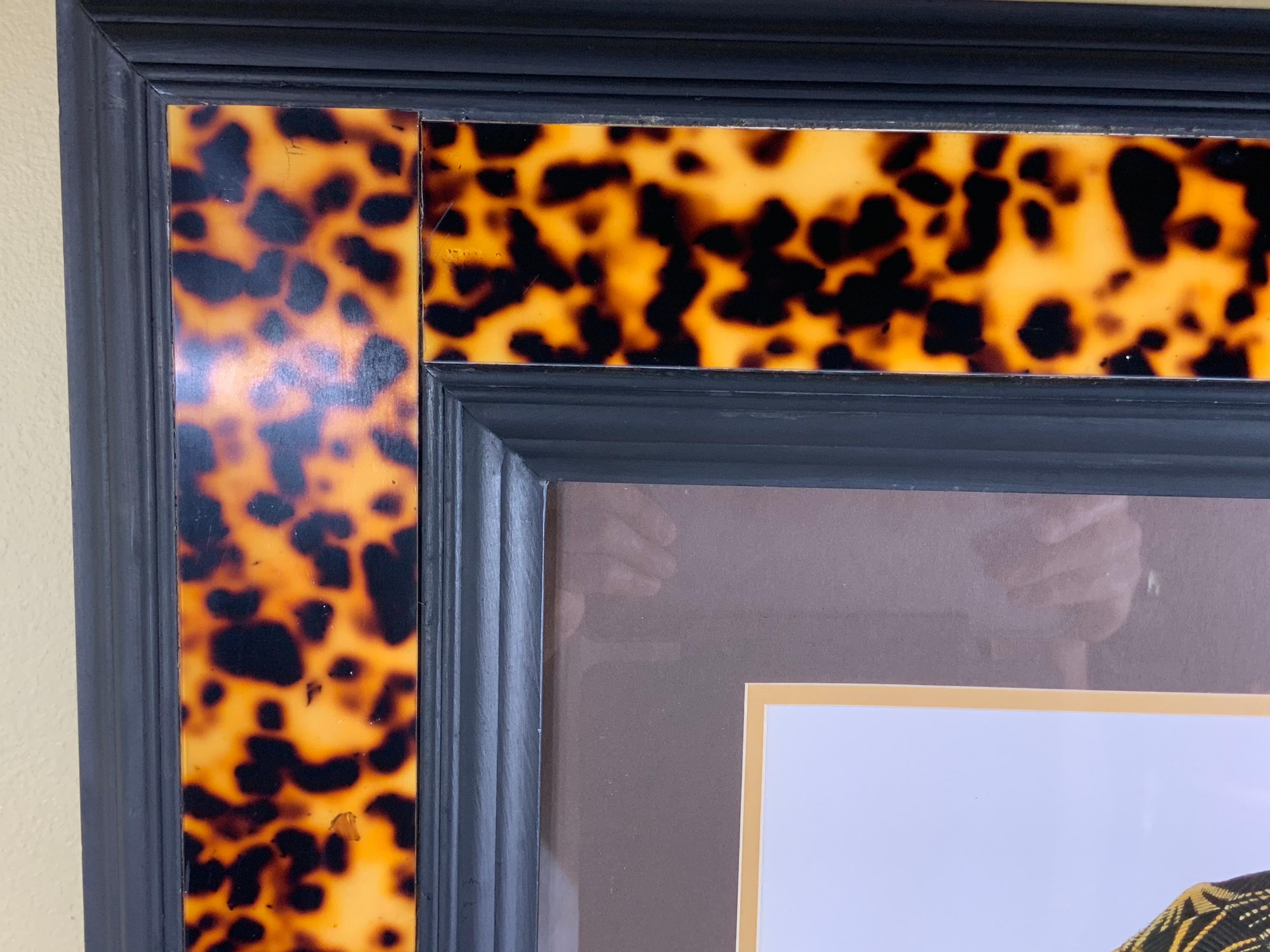 Turtle Shell Lucite Faux Framed Turtle Print In Good Condition In Delray Beach, FL