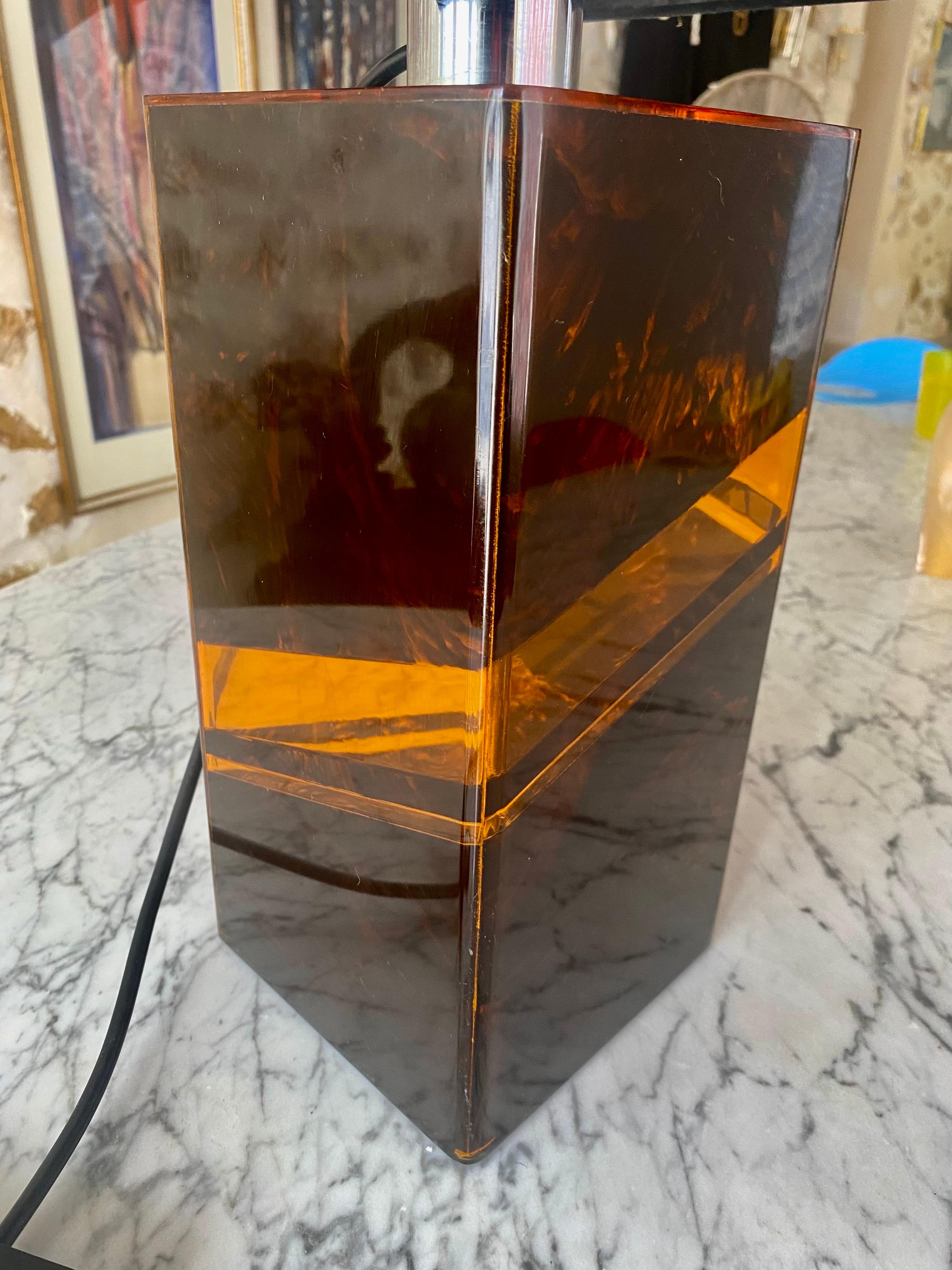 Hollywood Regency Turtle shell Table lamp chrome 4 bulbs , italy 1970 For Sale