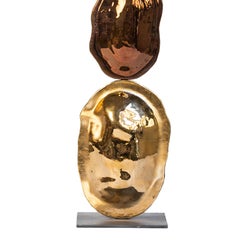 Turtle Shell Totem Gold and Red Gold Metallic Murano Glass Sculpture