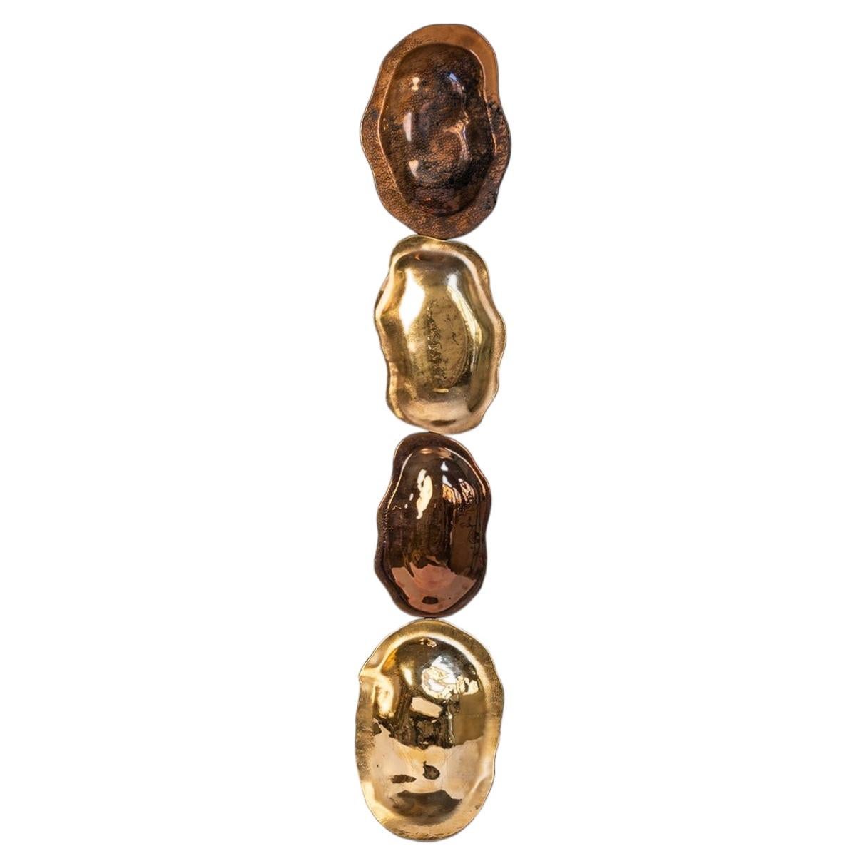 Turtle Shell Totem Gold and Red Gold Metallic Murano Glass Sculpture
