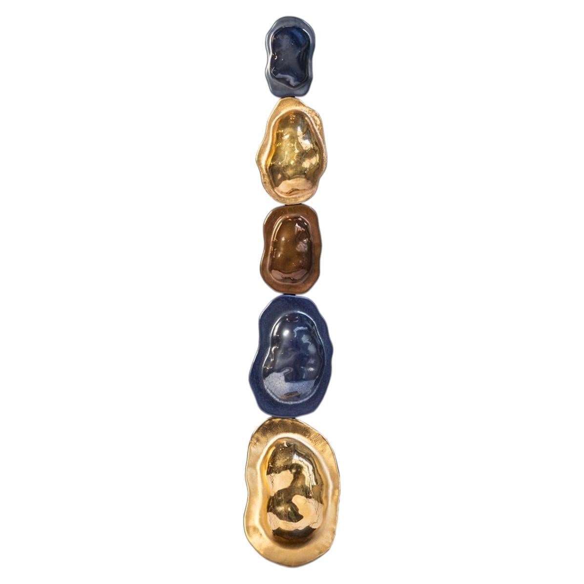 Turtle Shell Totem Gold, Blue and Red Gold Metallic Murano Glass Sculpture For Sale