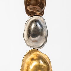 Turtle Shell Totem Gold, Platinum and Red Gold Metallic Murano Glass Sculpture