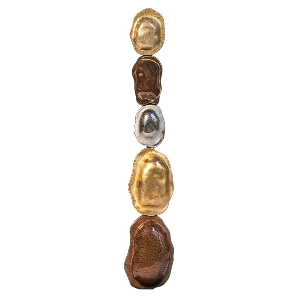 Turtle Shell Totem Gold, Platinum and Red Gold Metallic Murano Glass Sculpture