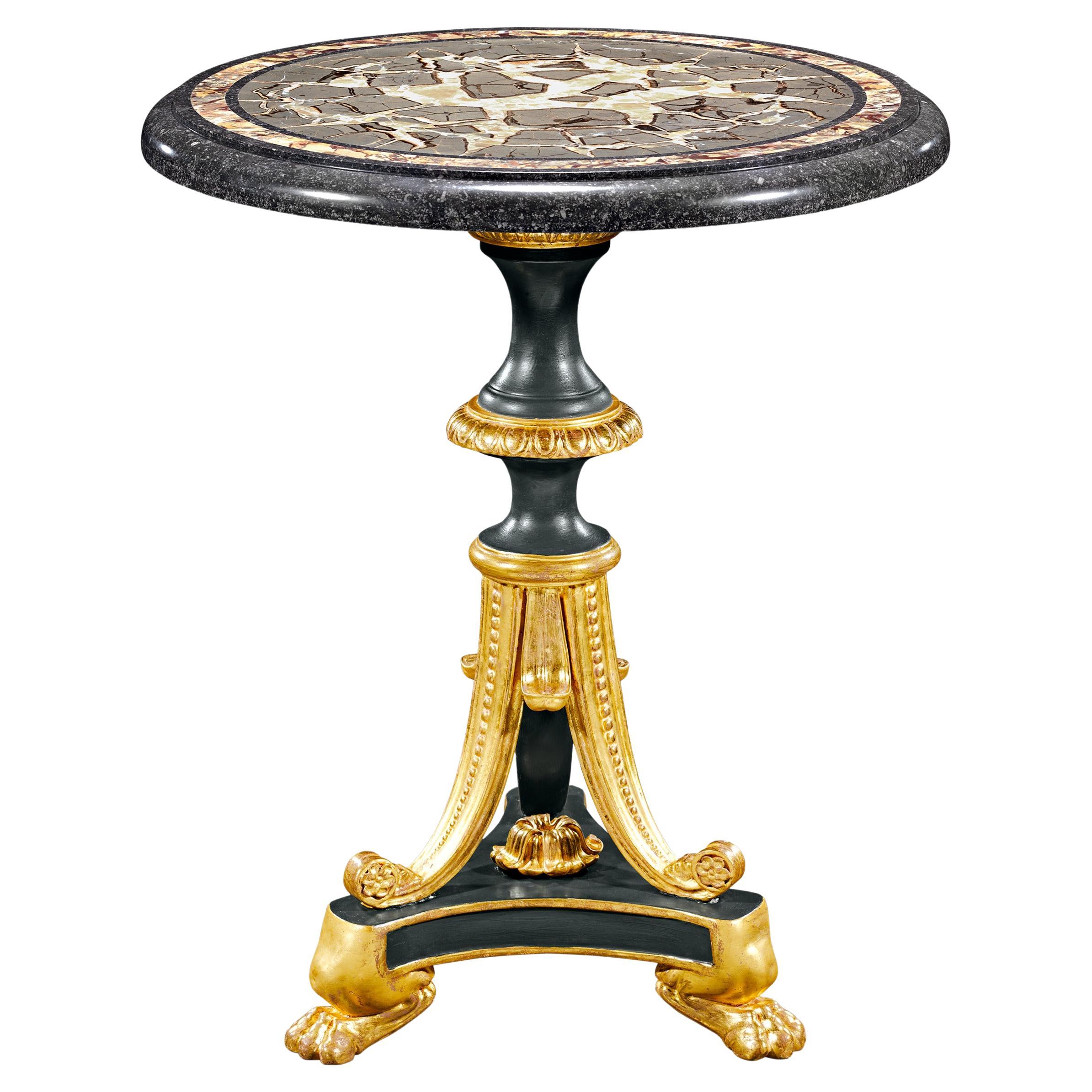 Turtle Stone and Royal Sarracolin Marble Parcel Gilt Table
